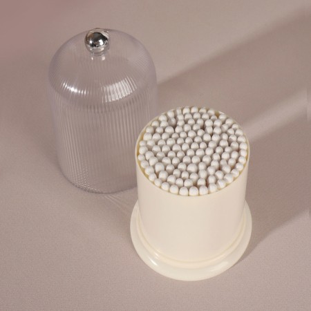 Organizer for cotton sticks, with a lid, d = 7.4 × 11.6 cm, milk/transparent color-2