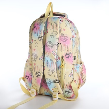 School backpack from textile 2 department on lightning, 4 pockets, yellow color-3
