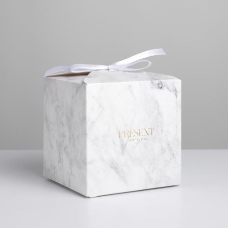 Gift folding box, packaging, “marble”, 12 x 12 x 12 cm-1