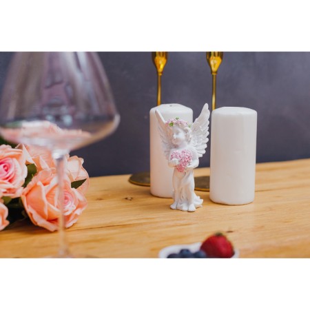 Souvenir Polystone "Angel in a pink wreath with a heart from roses" MIX 15x7.8x5.5 cm-5