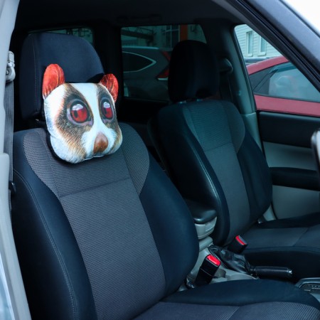 Pillow on the headrest Matech Animals Line, Loris, 30 x 25 x 10 cm, white, sand