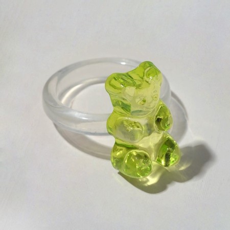 Ring "Marmalade Bear", green color, size 17-1