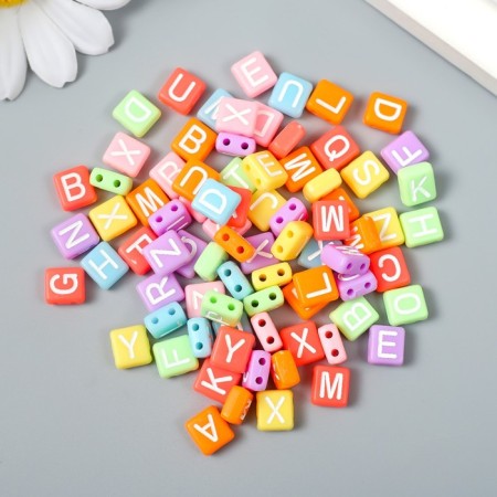 Beads for creativity plastic "White English letters" Color set 20 grams 0.4x0.8x0.8 cm