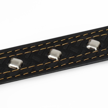 Collar of two-layer leather decorated, 64 x 3 cm, Osh 40-55 cm, black-6