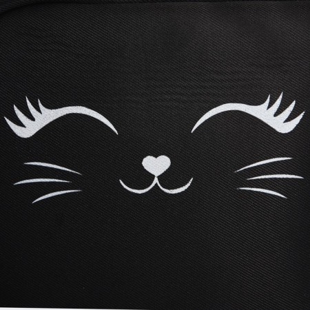 School textile backpack with ears on the hairpins "Cat", 27x23 cm, black color-4