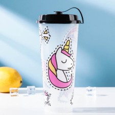 A glass with a lid 