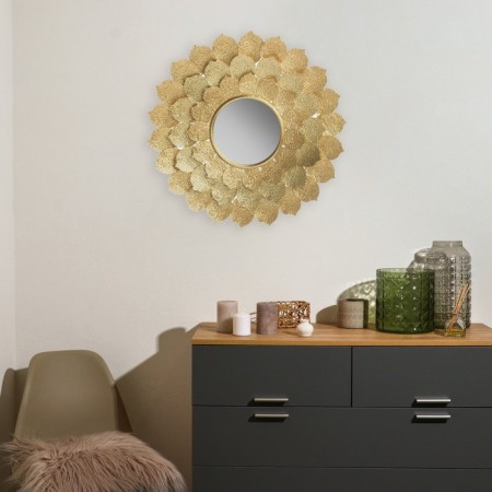 Decor Wall metal with a mirror "Flower. Sugar" gold 78.7x78.7x3.8 cm