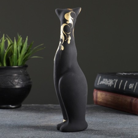 Фигура "Кошка Багира" черная, вправо, роспись 5х4х20см-3