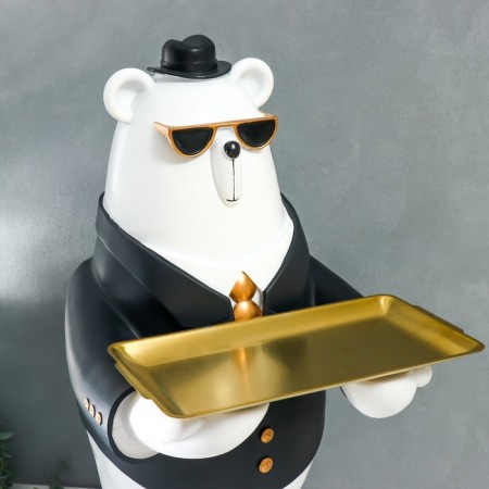 Souvenir Polystone stand "White bear in a black jacket, with glasses and hat" 69x34.5x42.5 cm-3