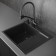 Kitchen sink "RMS" MRK-5851BL-L, mortise, left, thickness 3.0 and 1 mm, dispenser, graphite