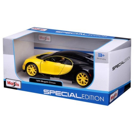 MASTO DIE-CAST BUGATTI Chiron machine, opening doors, 1:24, Black and yellow color-6