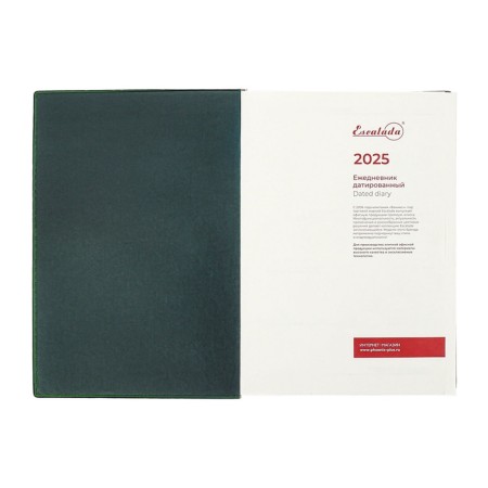 Dated 2025 diary, Escalada, A5+ 176 sheets, integral cover, artificial leather, foil embroidery, lies, block 80 g/m2, green block-5