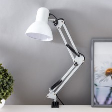 Desktop lamp E27, h = 55 cm, hinged, on the clamp (220V) white Risalux