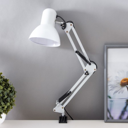 Desktop lamp E27, h = 55 cm, hinged, on the clamp (220V) white Risalux