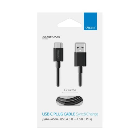 DEPPA cable (72206) USB - USB Type -C, USB 3.0, 1.2m, black-1