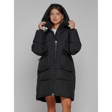 Coat insulated winter female, size 46, black color-4