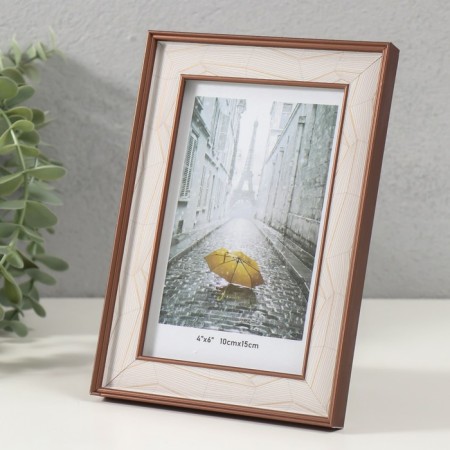Photo frame plastic 10x15 cm "Abstraction of lines on white" coffee 1.5x13.5x18.5 cm-1