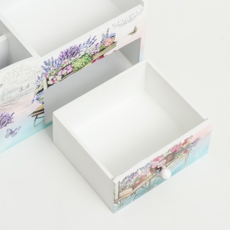 Casket Wood with a mirror and stand "Clothes with flowers" 10.8x18.5x10 cm-2