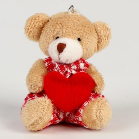 Soft toy "Bear with Heart" on the key fob, species mix