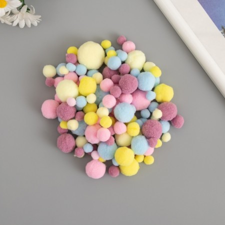 Decor for creativity "Pomponchiki. Makaruns" d = 1-3 cm set 135 pcs