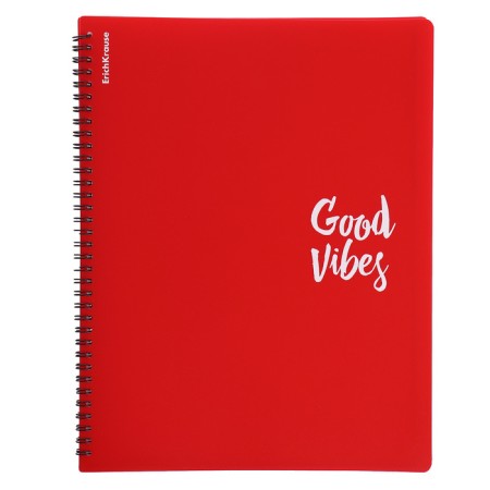 Folder 30 inserts on spirals, A4, 600 μm, Erichkrause "Classic Words", texture "Sand", red, mix-4