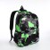 Youth backpack from textiles, 3 pockets, gray/green color