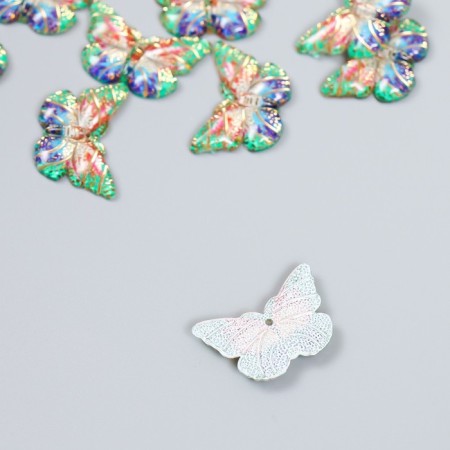 Decor for creativity Plastic "Butterfly with golden dots" Green 1.5x2.3 cm-1