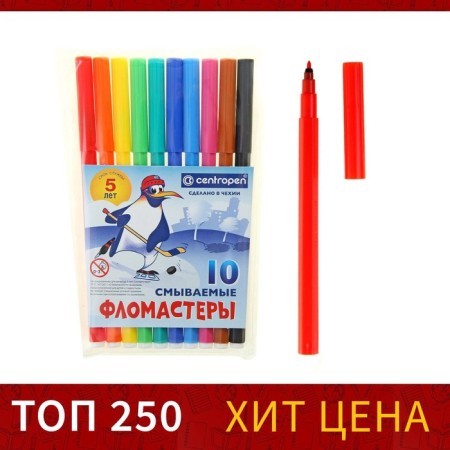 Fleeters 10 colors, 1.8 mm Centropen 7790 "Penguins", plastic envelope, washed off