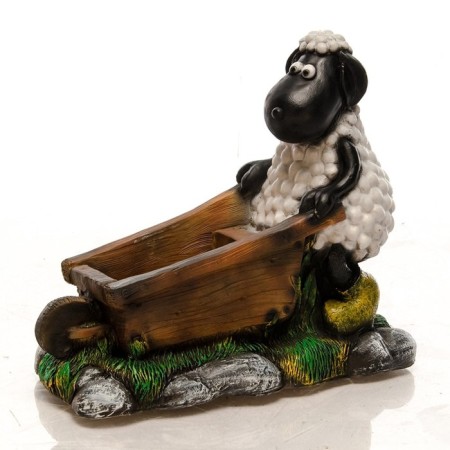 Garden figure "Sheep with a wheelbarrow" 31x58x52cm