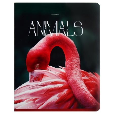 A notebook of 96 sheets in a cage on a clip "Animals", cover coated cardboard, glossy lamination, mix-5