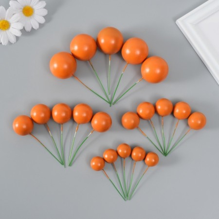 Decor for creativity "Balls Orange" d = 2; 3; 3.5 and 4 cm set 20 pcs