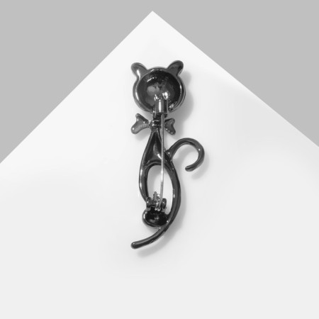 Brooch "cat", gray color-1