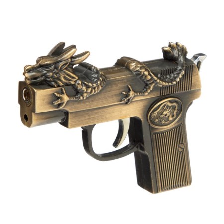Gas lighter "Pistol with a dragon", with a laser, Piezo, 1.8 x 7.2 x 9.5 cm-2