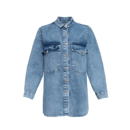 Denim shirt female, dark blue color, size S (42-44)-9