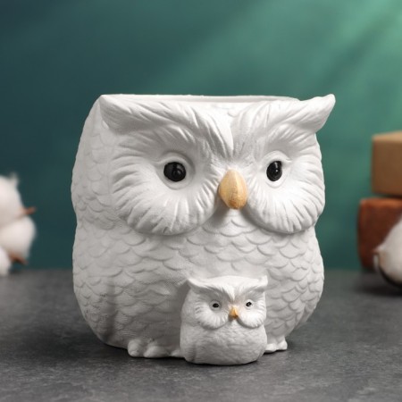 Figure Kashpo "Owl with the Council" Pearl, 12x14x10cm
