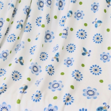 Blanket, size 100 × 140 cm, print flowers, blue-1