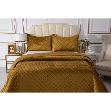 A set with a veil "Nathaniel", size 160x220 cm, 50x70 cm, mustard color-1