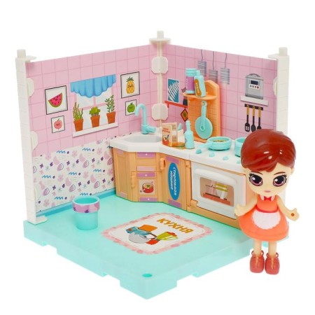 Plastic house for dolls "Visiting Molly" Kitchen, with a doll and accessories-2