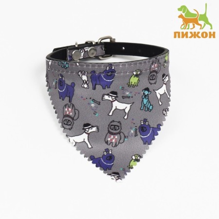 A collar with a scarf "Bright Life", 32 x 1 cm, gray