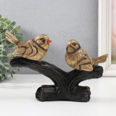 Polystone souvenir "Two golden birds on a branch" 20x6x14 cm