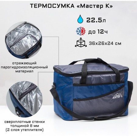 Thermosum "Master K", 22.5 l, 36 x 26 x 24 cm, gray-blue