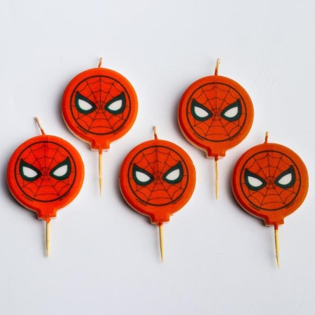 Candle for the cake "Happy Birthday!", 5 pieces, Spider-Man-2
