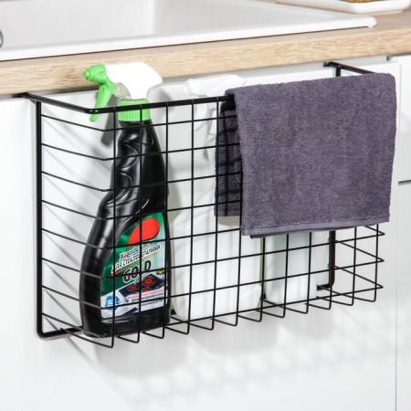 Mesh -mounted mesh -mounted basket, 40.5 × 25 × 14 cm, black color-2