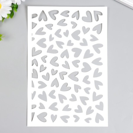 Plastic stencil "hearts" 24x16 cm