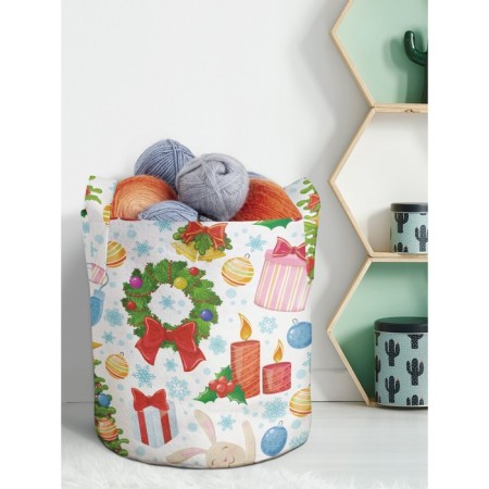 Textile bag "New Year's snowmen", for storing things and toys, size 30x30 cm, 18.9 liters