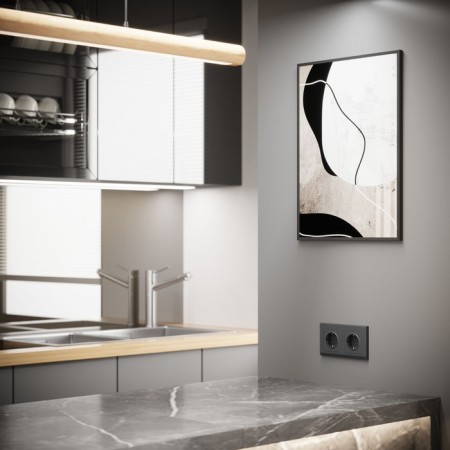 Grounding socket and curtains (matte graphite) W1171164-5