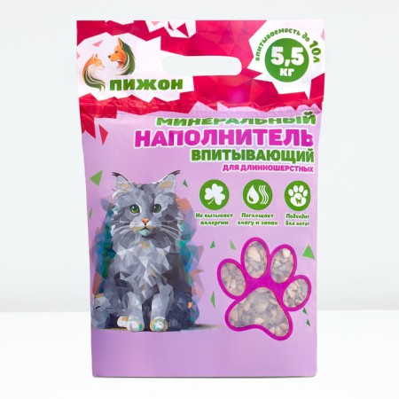 Mineral absorption "Piggon" for long -haired cats, 10 liters-2