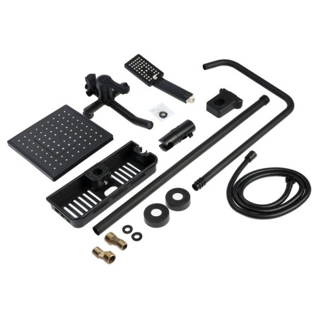 The shower system Zein Z3861, mixer, tropical and hand watering can, shelf, brass, black-14