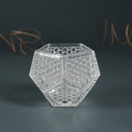 Glass of Glass for 1 candle "Dodecahedron" Transparent 6x8x7.5 cm-2