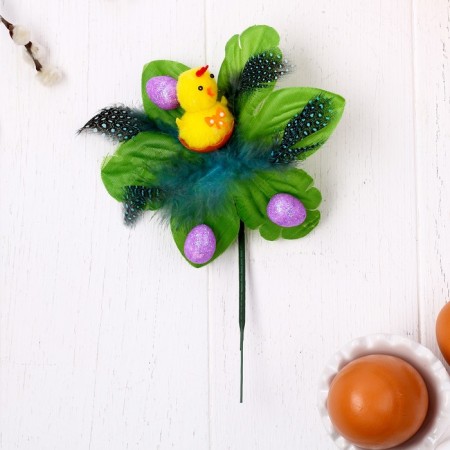 Decor on the stick "chicken on a branch with feathers" mix-1